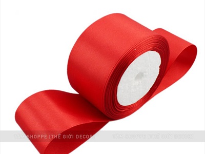 Ruy băng đỏ vải lụa satin cuộn 22m nhiều cỡ RUYBANG-13