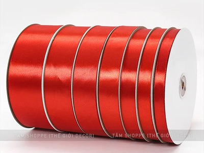 Ruy băng đỏ vải lụa satin cuộn 22m nhiều cỡ RUYBANG-13