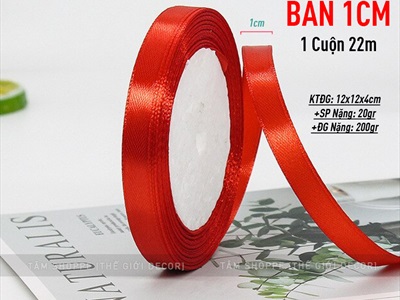 Ruy băng đỏ vải lụa satin cuộn 22m nhiều cỡ RUYBANG-13