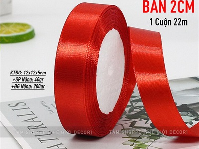 Ruy băng đỏ vải lụa satin cuộn 22m nhiều cỡ RUYBANG-13