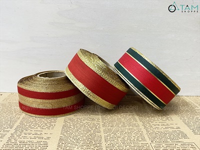 Ruy băng vải hoạ tiết sọc caro sang xịn [Nhiều kiểu - Cuộn 20m] RUYBANG-17