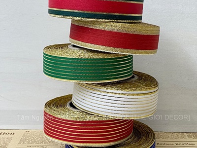 Ruy băng vải hoạ tiết sọc caro sang xịn [Nhiều kiểu - Cuộn 20m] RUYBANG-17