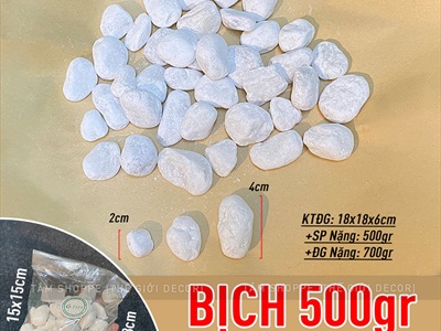 Sỏi đá trắng viên 2-4cm [Bịch 500gr - Sỏi sạch] SOIDA-03