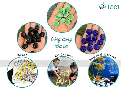 Sỏi thuỷ tinh viên tròn 2cm [Túi lưới 300gr - Nhiều màu] SOIDA-04