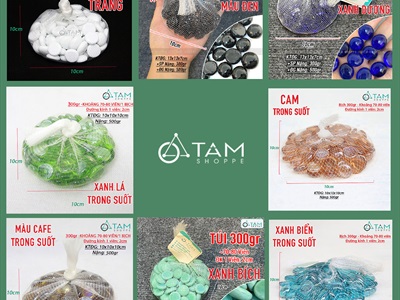 Sỏi thuỷ tinh viên tròn 2cm [Túi lưới 300gr - Nhiều màu] SOIDA-04