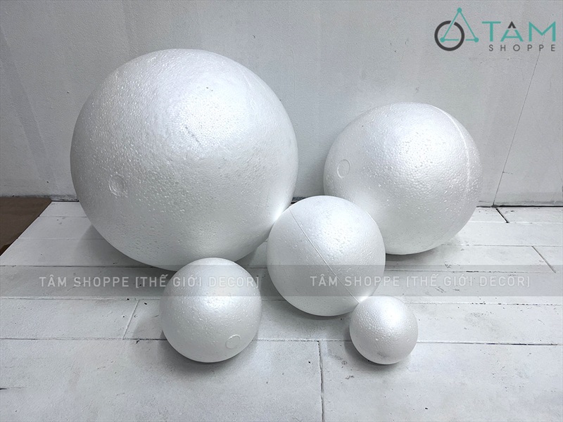 Trái banh xốp cầu xốp tròn làm châu Noel, người tuyết [ĐK10-40cm - Đặc ruột] PHOI-DIY-01