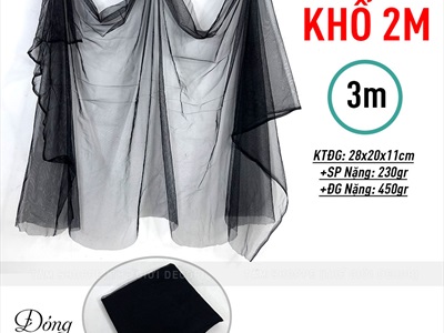 Vải mùng đen trơn khổ 2m (bán theo 1 mét tới) PK-VAI-06