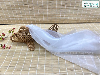 Vải voan cát màu trắng ửng sáng làm cá chép, làm hoa [khổ 150cm -1 mét tới] PK-VAI-12