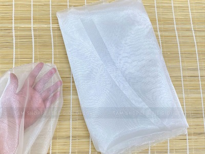 Vải voan cát màu trắng ửng sáng làm cá chép, làm hoa [khổ 150cm -1 mét tới] PK-VAI-12