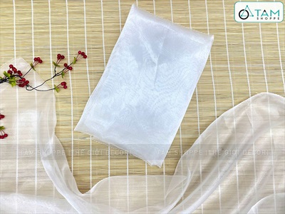 Vải voan cát màu trắng ửng sáng làm cá chép, làm hoa [khổ 150cm -1 mét tới] PK-VAI-12