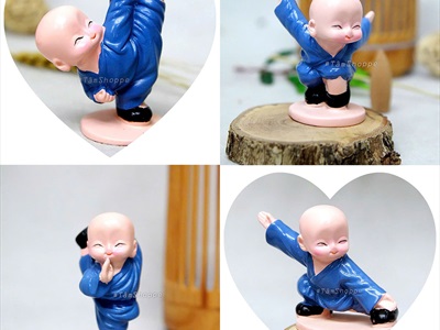 Bộ 4 tượng chú tiểu múa võ mini [Vui nhộn/ Cao 8cm] CHUTIEU-07