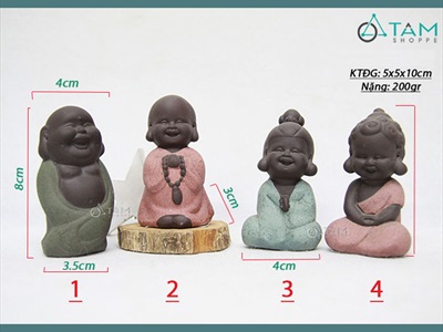 Tượng phật vui vẻ mini gốm nâu [Cao 8cm/ nhiều kiểu] TUONGPHAT-07