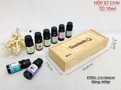 Set 7 chai tinh dầu thiên nhiên Scentastic 10ml [ Tặng hộp gỗ ]