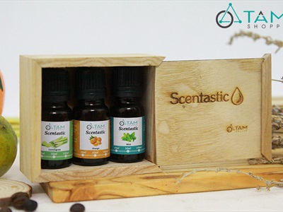 Combo TD01: Bộ 3 chai tinh dầu thiên nhiên 10ml ‪SCENTASTIC [ Tặng hộp gỗ ]