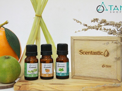 Combo TD01: Bộ 3 chai tinh dầu thiên nhiên 10ml ‪SCENTASTIC [ Tặng hộp gỗ ]