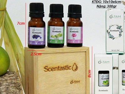 Combo TD02: Bộ 3 chai tinh dầu thiên nhiên 10ml ‪SCENTASTIC [ Tặng hộp gỗ ]